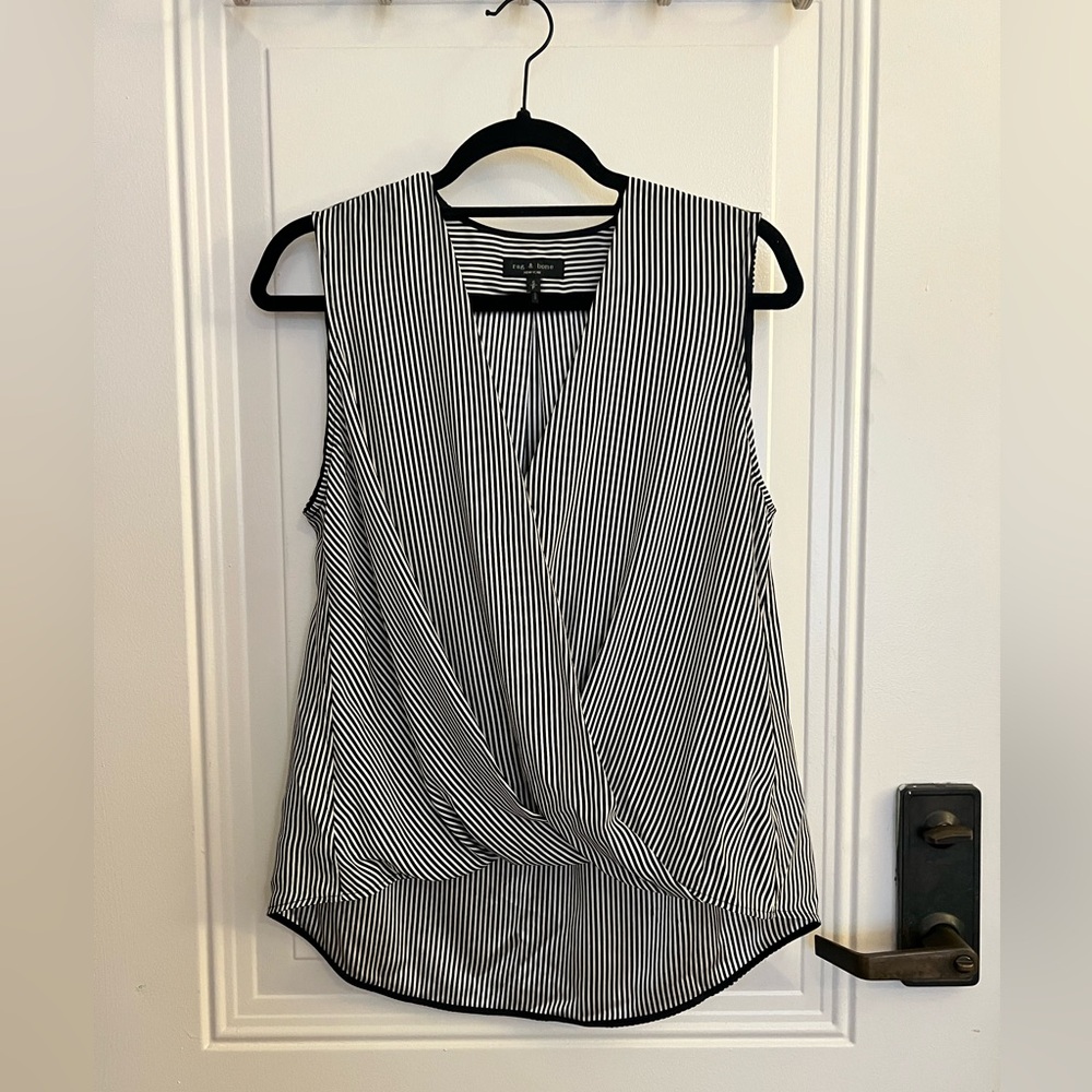 Rag & Bone Victor Sleeveless Top - Blue/White Stripe - Picture 4 of 8